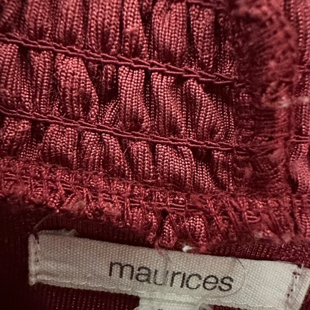 Maurices Velvet Floral Burnout Mock Neck Top Deep Red Size XXL - Picture 5 of 9